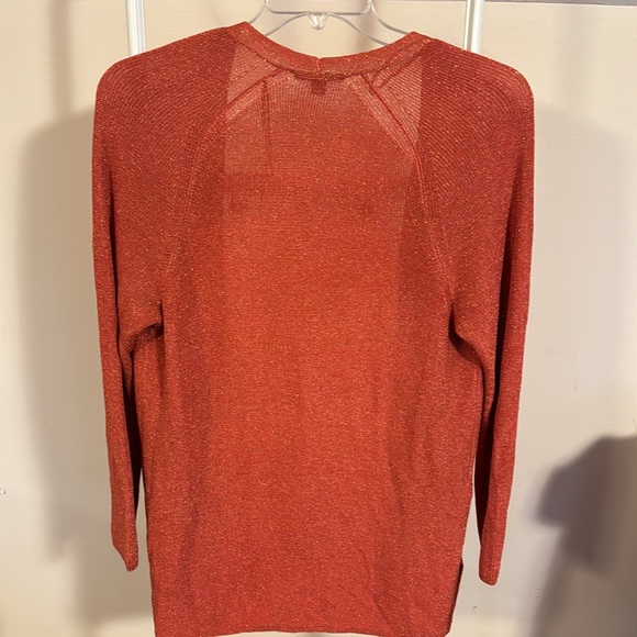 Ann Taylor orange metallic open front long cardigan sweater size large petite - Picture 4 of 5